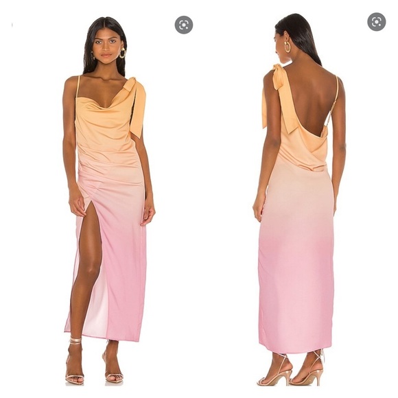 NWT LOVERS + FRIENDS Revolve Pink Orange Ombre Issadora Midi Slip Dress Small - Picture 7 of 11